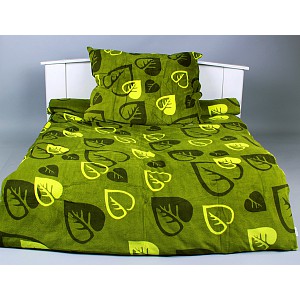 Mikroplyšové povlečení Premium 140x200+70x90 Zelené listy