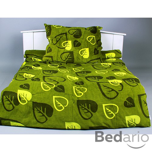 Mikroplyšové povlečení Premium 140x200+70x90 Zelené listy