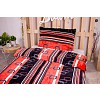 Mikroplyšové povlečení Premium 140x200+70x90 Červeno-černé pruhy