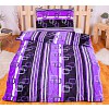Mikroplyšové povlečení Premium 140x200+70x90 Fialovo-černé pruhy