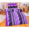 Mikroplyšové povlečení Premium 140x200+70x90 Fialovo-černé pruhy