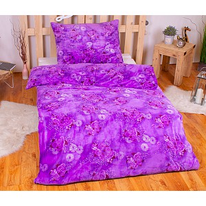 Mikroplyšové povlečení Premium 140x200+70x90 Fialové květy