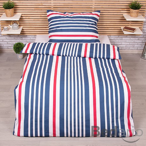 Luxusní RANFORCE Bavlněné povlečení 140x200+70x90 Pruhy modré