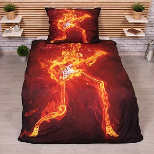 3D povlečení 140x200+70x90 Ohnivý kytarista
