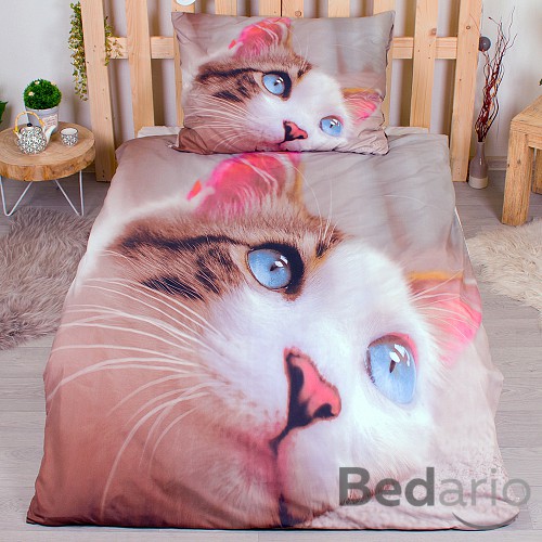 3D povlečení 140x200+70x90 Kočka modrooká