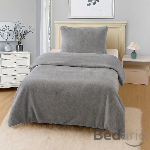 Jednobarevné mikroplyšové povlečení Premium 140x200+70x90 Šedé