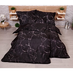 Sedmidílná sada hebkého povlečení 140x200+70x90 Černý mramor