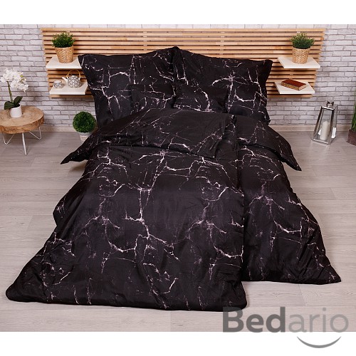 Sedmidílná sada hebkého povlečení 140x200+70x90 Černý mramor