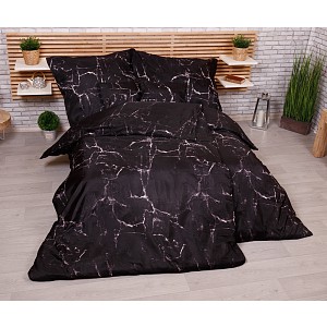 Sedmidílná sada hebkého povlečení 140x200+70x90 Černý mramor