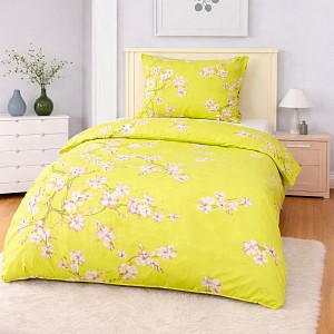 Krepové povlečení 140x200+70x90 Sakura zelená