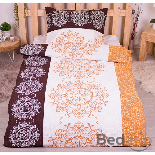 Krepové povlečení DELUXE 140x200+70x90 Mandaly hnědé