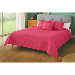 Přehoz na postel s povlaky na polštářky 220x240 + 2x 40x40 Růžová