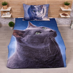 3D povlečení 140x200+70x90 Dark cat