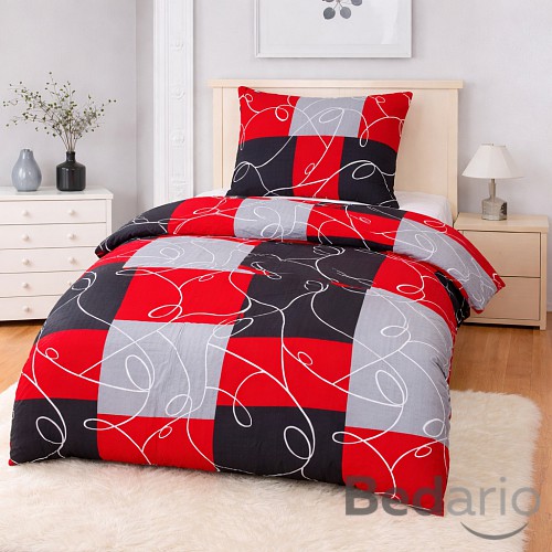 Bavlněné povlečení 140x200+70x90 Červené šachy