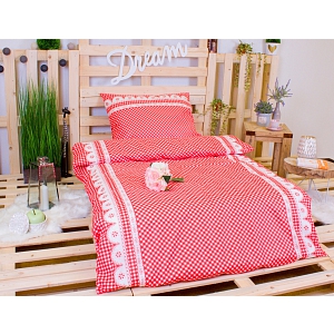 Bavlněné povlečení babiččino údolí červené 140x220+70x90