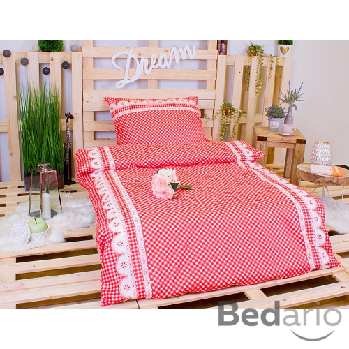 Bavlněné povlečení babiččino údolí červené 140x220+70x90