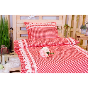 Bavlněné povlečení babiččino údolí červené 140x220+70x90