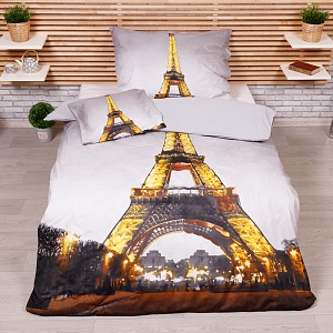 Třídílná sada hebkého povlečení 140x200+70x90+40x50 Eiffel Tower