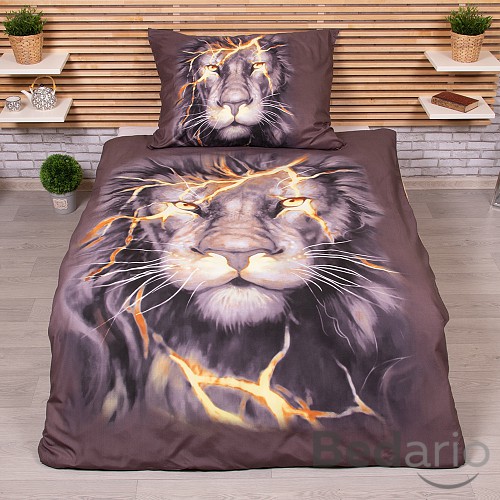 3D povlečení 140x200+70x90 Thunder lion