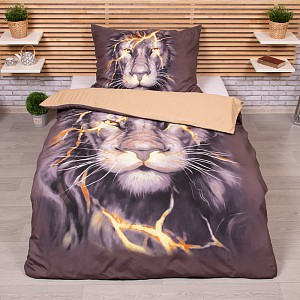 3D povlečení 140x200+70x90 Thunder lion