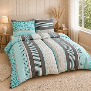 Bavlněné povlečení 140x200+70x90 Miranda tyrkysová