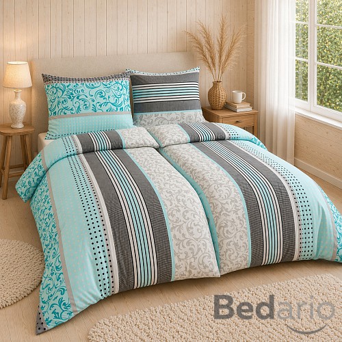 Bavlněné povlečení 140x200+70x90 Miranda tyrkysová