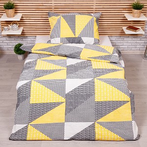 Krepové povlečení 140x200+70x90 Geometrie žlutá