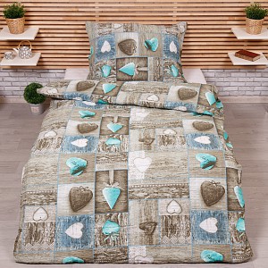 Krepové povlečení STANDARD 140x200+70x90 Romantika tyrkys