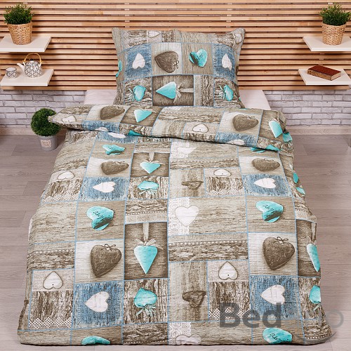 Krepové povlečení STANDARD 140x200+70x90 Romantika tyrkys