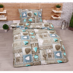 Krepové povlečení STANDARD 140x200+70x90 Romantika tyrkys