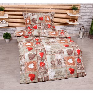 Krepové povlečení STANDARD 140x200+70x90 Romantika červená