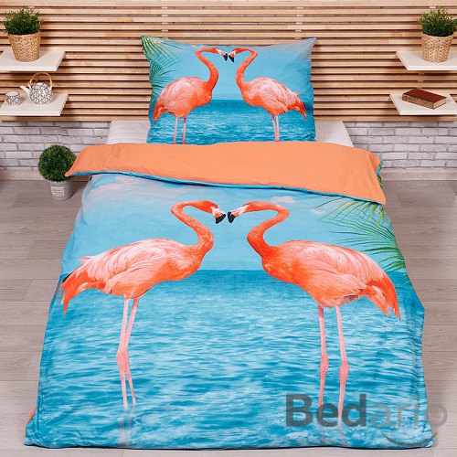 3D povlečení 140x200+70x90 Plameňáci