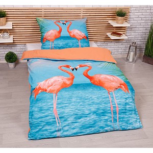 3D povlečení 140x200+70x90 Plameňáci