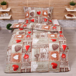 Bavlněné povlečení 140x200+70x90 Romantika červená