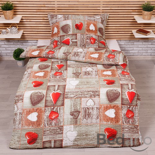 Bavlněné povlečení 140x200+70x90 Romantika červená