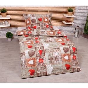 Bavlněné povlečení 140x200+70x90 Romantika červená