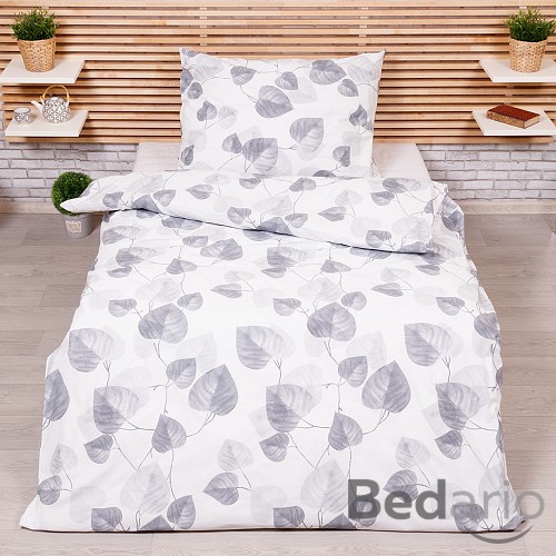 Bavlněné povlečení 140x200+70x90 Šedé listy