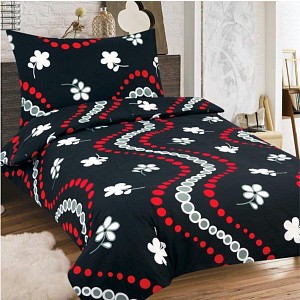 Bavlněné povlečení 140x200+70x90 Černé kuličky