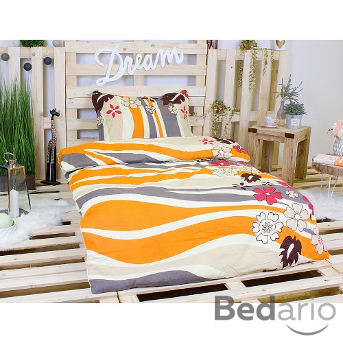 Bavlněné povlečení DELUXE 140x200+70x90 Orange Botany