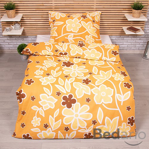 BAVLNĚNÉ POVLEČENÍ DELUXE 140x200+70x90 Žluté květy
