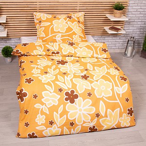 BAVLNĚNÉ POVLEČENÍ DELUXE 140x200+70x90 Žluté květy