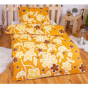 FLANELOVÉ POVLEČENÍ TOP ECONOMY 140x200+70x90 Žluté květy