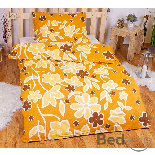 FLANELOVÉ POVLEČENÍ TOP ECONOMY 140x200+70x90 Žluté květy