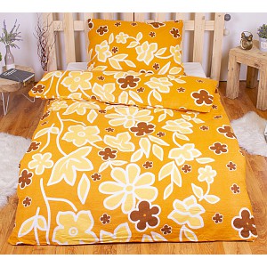 FLANELOVÉ POVLEČENÍ TOP ECONOMY 140x200+70x90 Žluté květy
