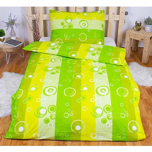 Bavlněné povlečení 140x200+70x90 Zelené bubliny