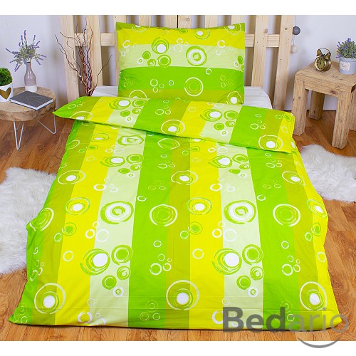 Bavlněné povlečení 140x200+70x90 Zelené bubliny