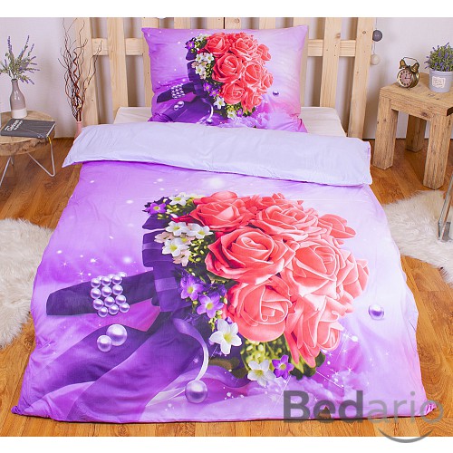 3D povlečení 140x200+70x90 Kytice