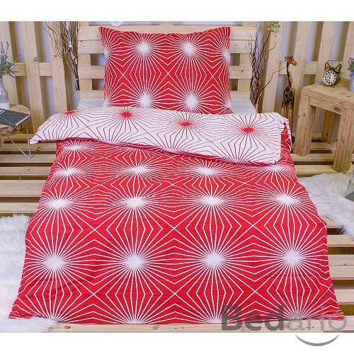 Krepové povlečení Paprsek červený 140x200+70x90