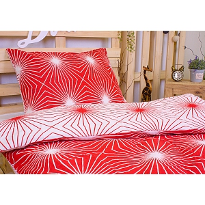 Krepové povlečení Paprsek červený 140x200+70x90
