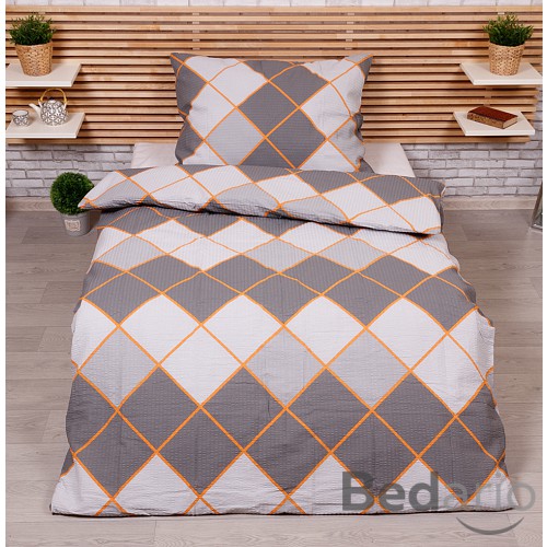 Krepové povlečení Deluxe 140x200+70x90 Káry tmavě šedé